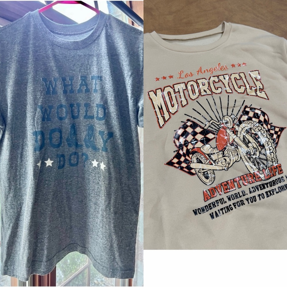 (2) Small Graphic Tops